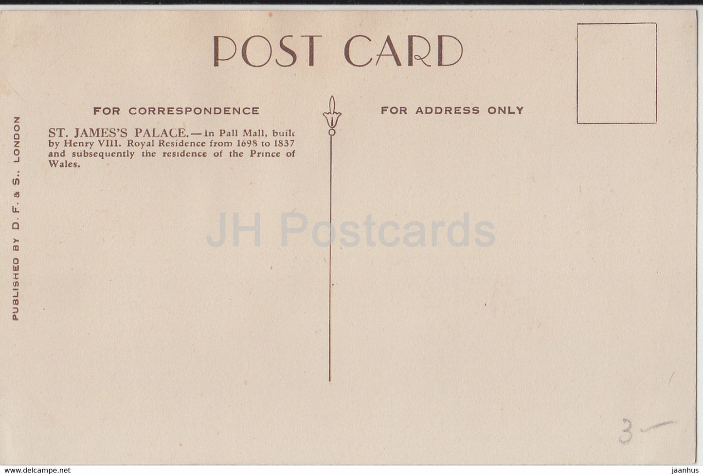 London - St James's Palace - D F & S - 222 - old postcard - England - United Kingdom - unused