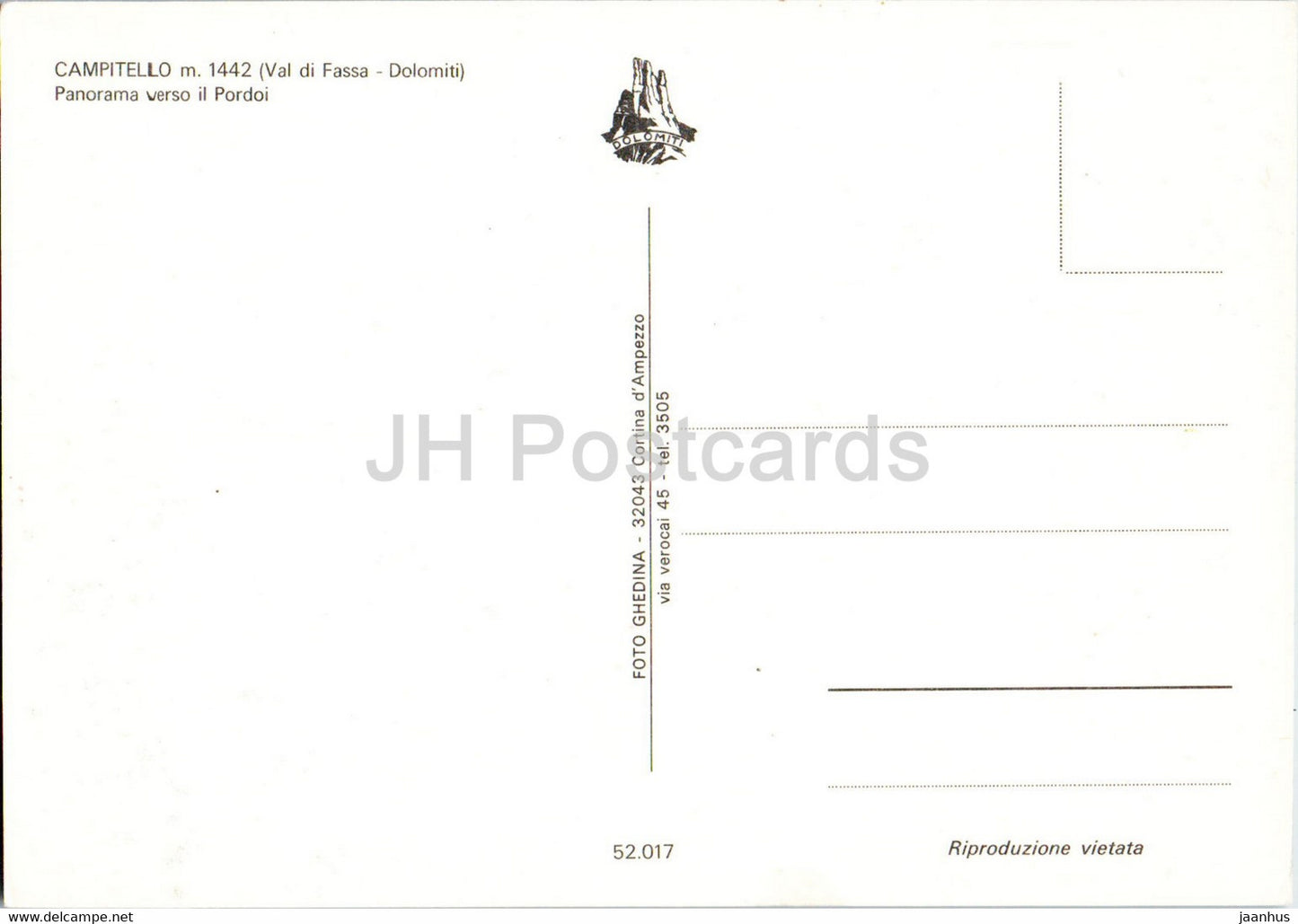 Campitello 1442 m - Val di Fassa - Dolomiti - Panorama verso il Pordoi - Italie - inutilisé