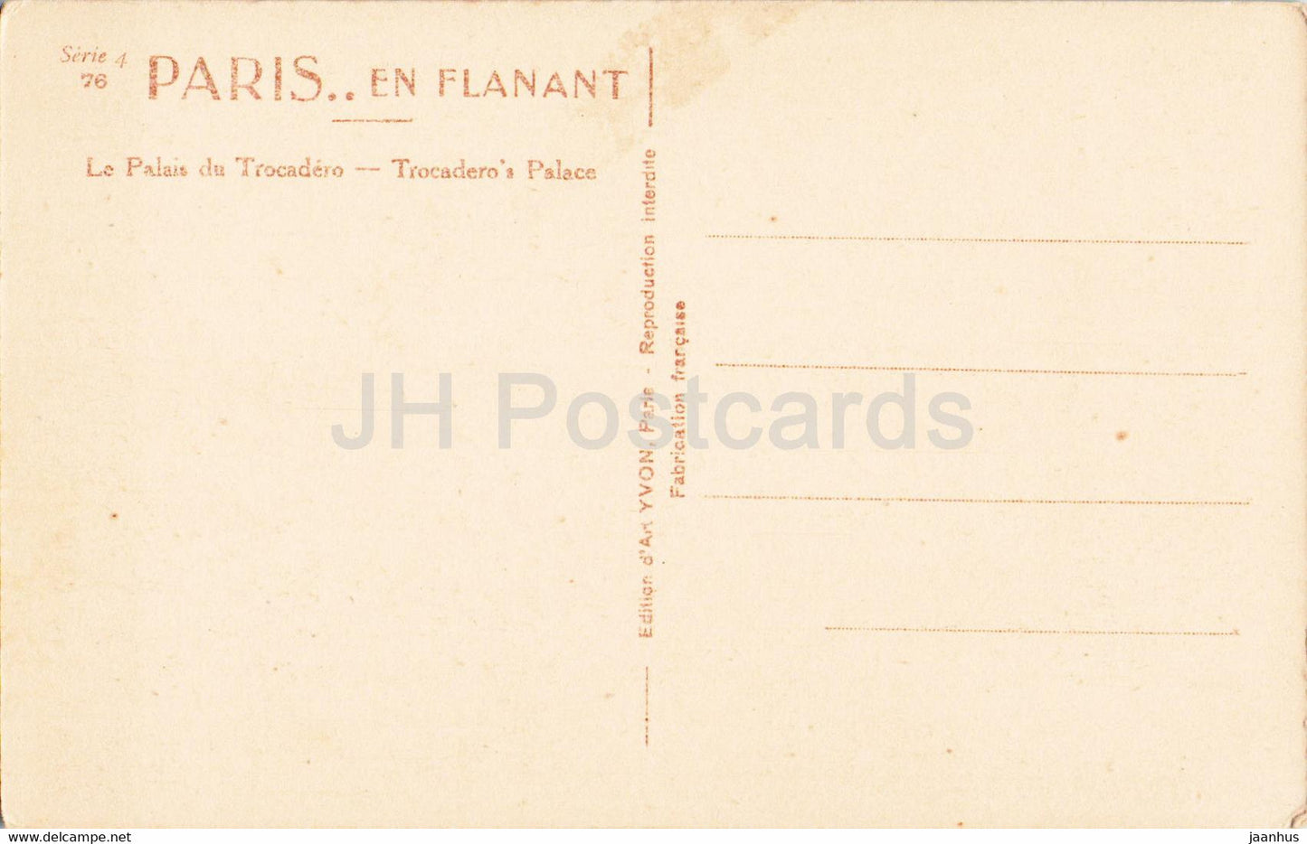 Paris en Flanant - Le Palais du Trocadero - 76 - alte Postkarte - Frankreich - unbenutzt