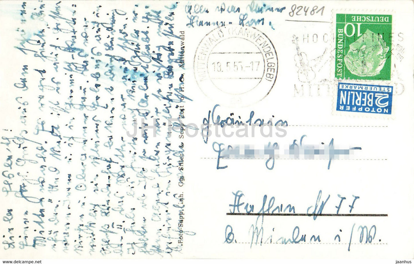 St Anton am Kranzberg mit Karwendel - old postcard - 1955 - Germany - used