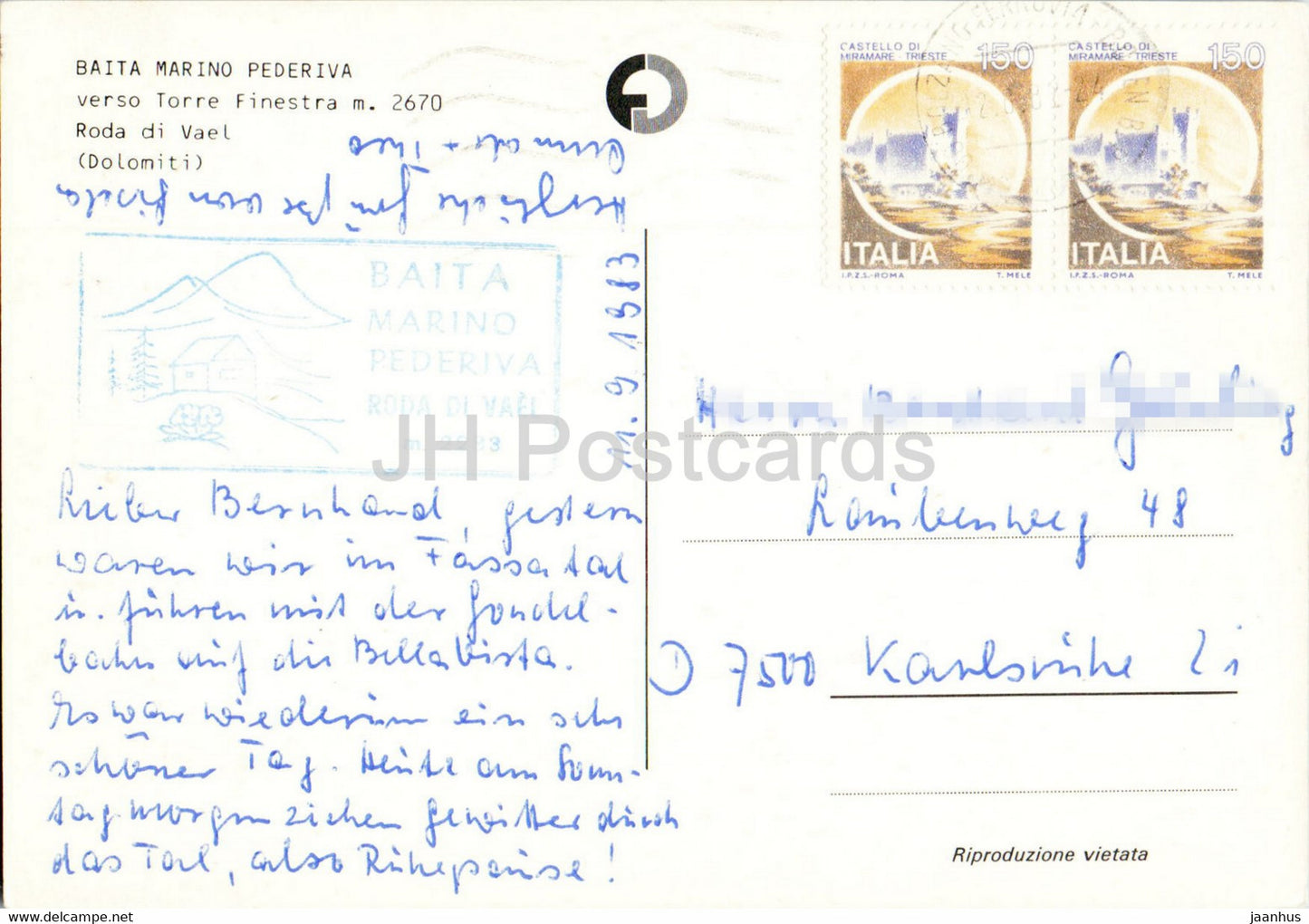 Baita Marino Pederiva - Torre Finestra - Roda di Vael - 1983 - Italie - d'occasion