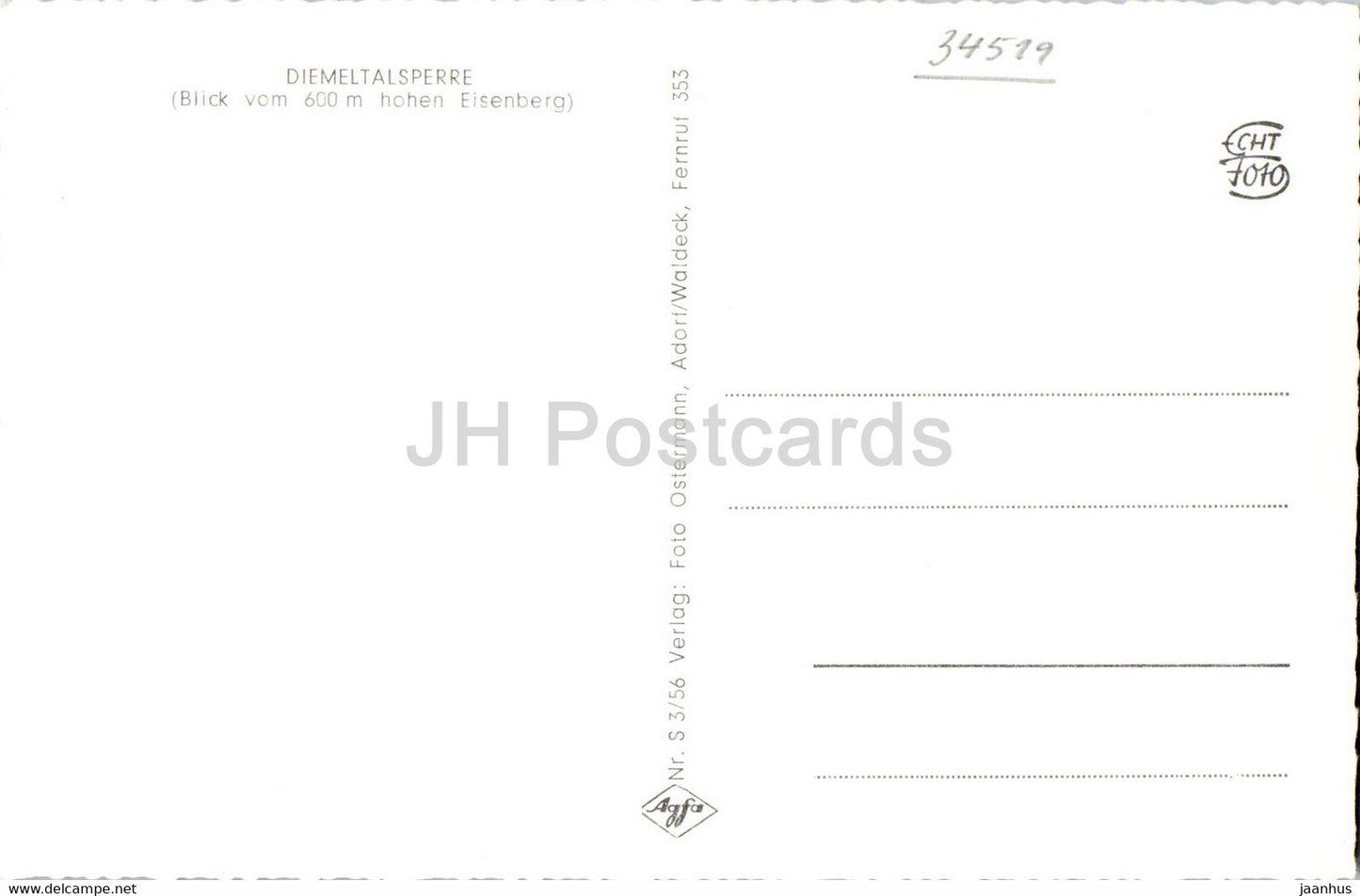 Diemeltalsperre - old postcard - Germany - unused