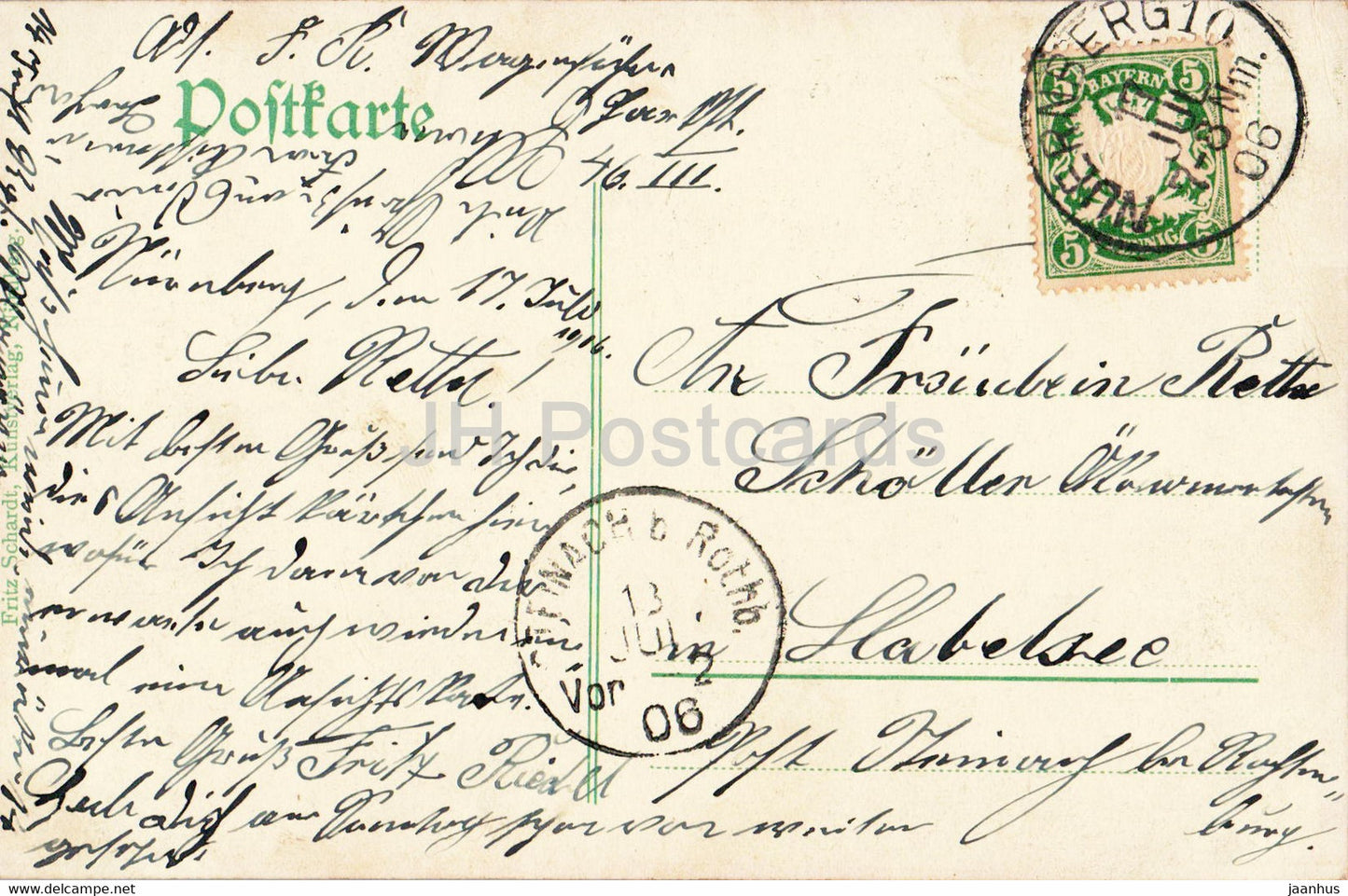 Nurnberg - Nuremberg - Partie am Vestnertor - old postcard - 1906 - Germany - used