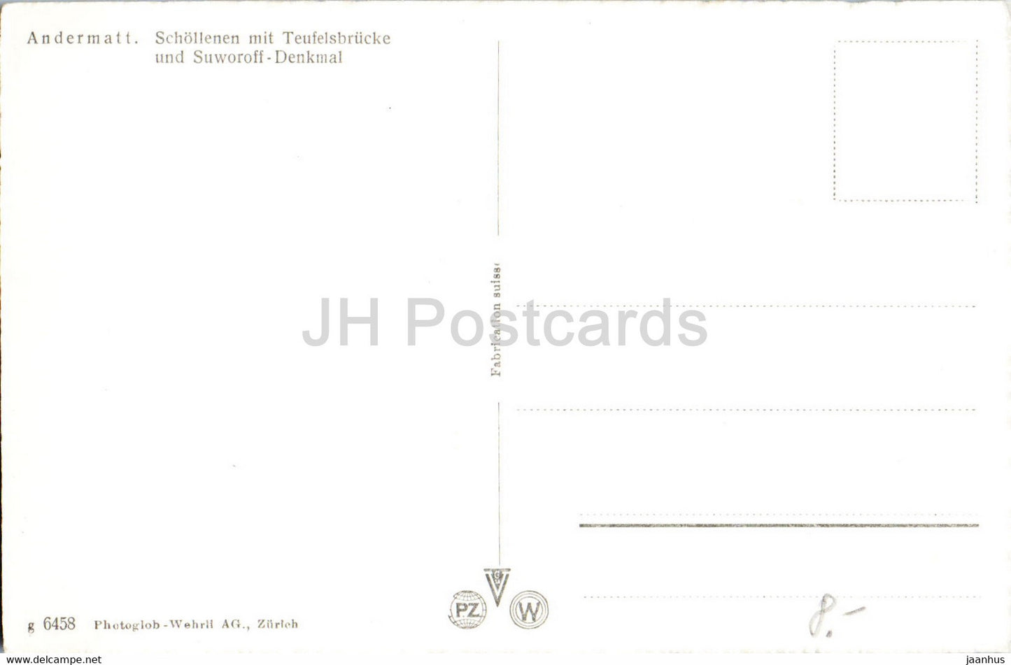 Andermatt - Schollenen mit Teufelsbrucke und Suworoff Denkmal - 6458 - carte postale ancienne - Suisse - inutilisée