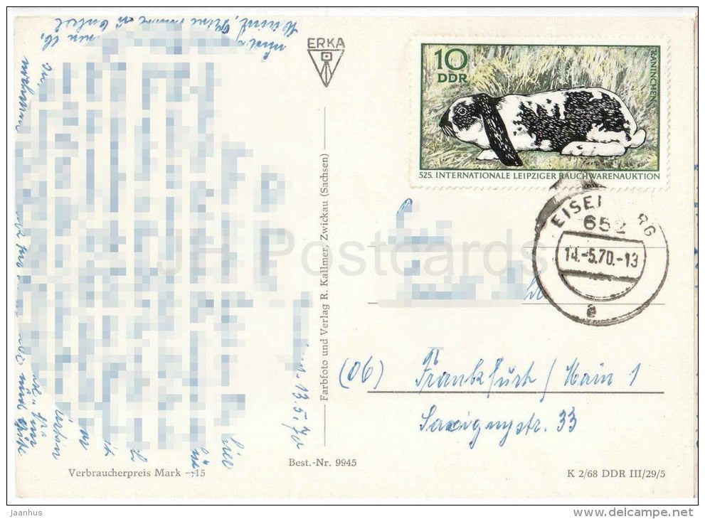 Grüsse aus dem schönen Mühltal bei Eisenberg - wassermühle - watermill - 9945 - Germany - 1970 gelaufen - JH Postcards