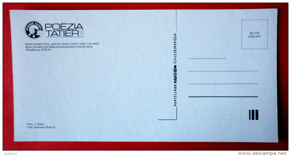 Bradavica mountain 2476 m - Tatra Mountains - Tatra Poetry - Czech Republic - Czechoslovakia - unused - JH Postcards