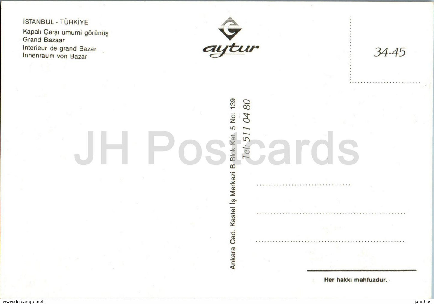 Istanbul - Interieur of Grand Bazaar - 34-45 - Turkey - unused