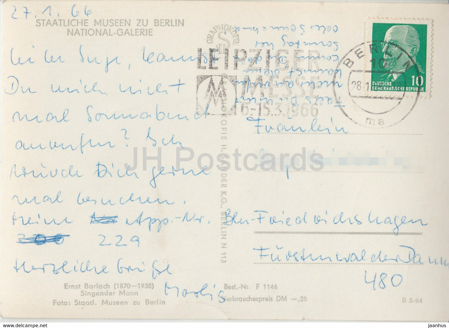 Skulptur von Ernst Barlach - Singender Mann - Singender Mann - Deutsche Kunst - 1966 - Deutschland - gebraucht