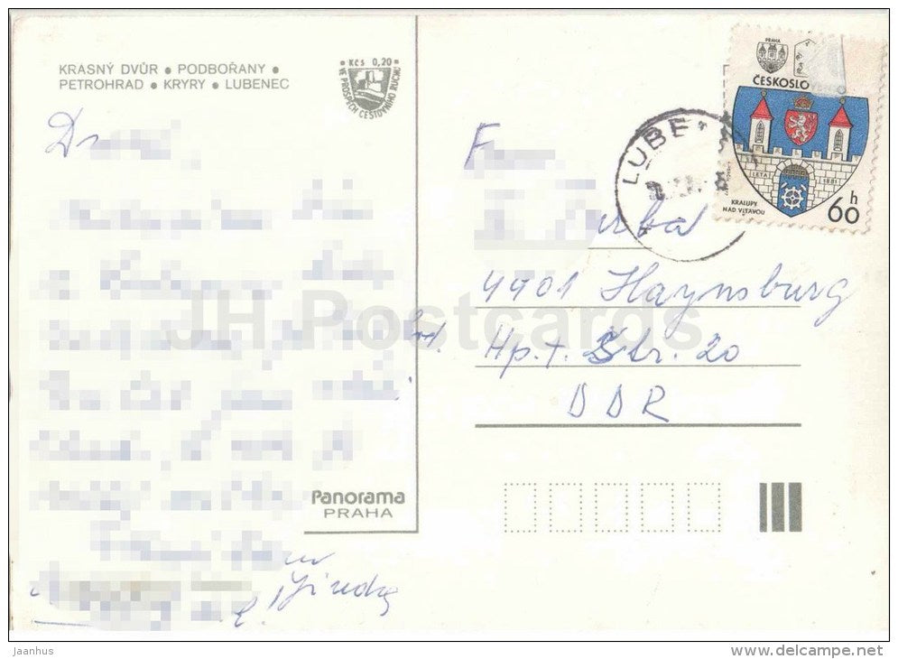 Podborany - Podboransko - Krasny Dvur - Petrohrad - Kryry - Lubenec - Czechoslovakia - Czech - used 1977 - JH Postcards