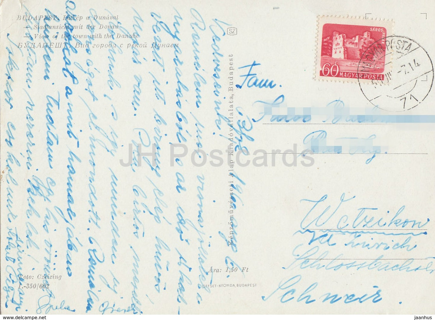 Budapest - Vue de la ville avec le Danube - 1960 - Hongrie - occasion