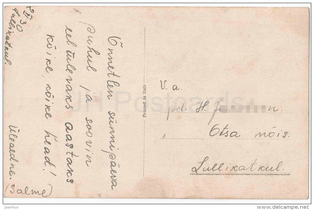 couple - man and woman - river - Fotocelere 1340 - old postcard - circulated in Estonia 1930 - JH Postcards