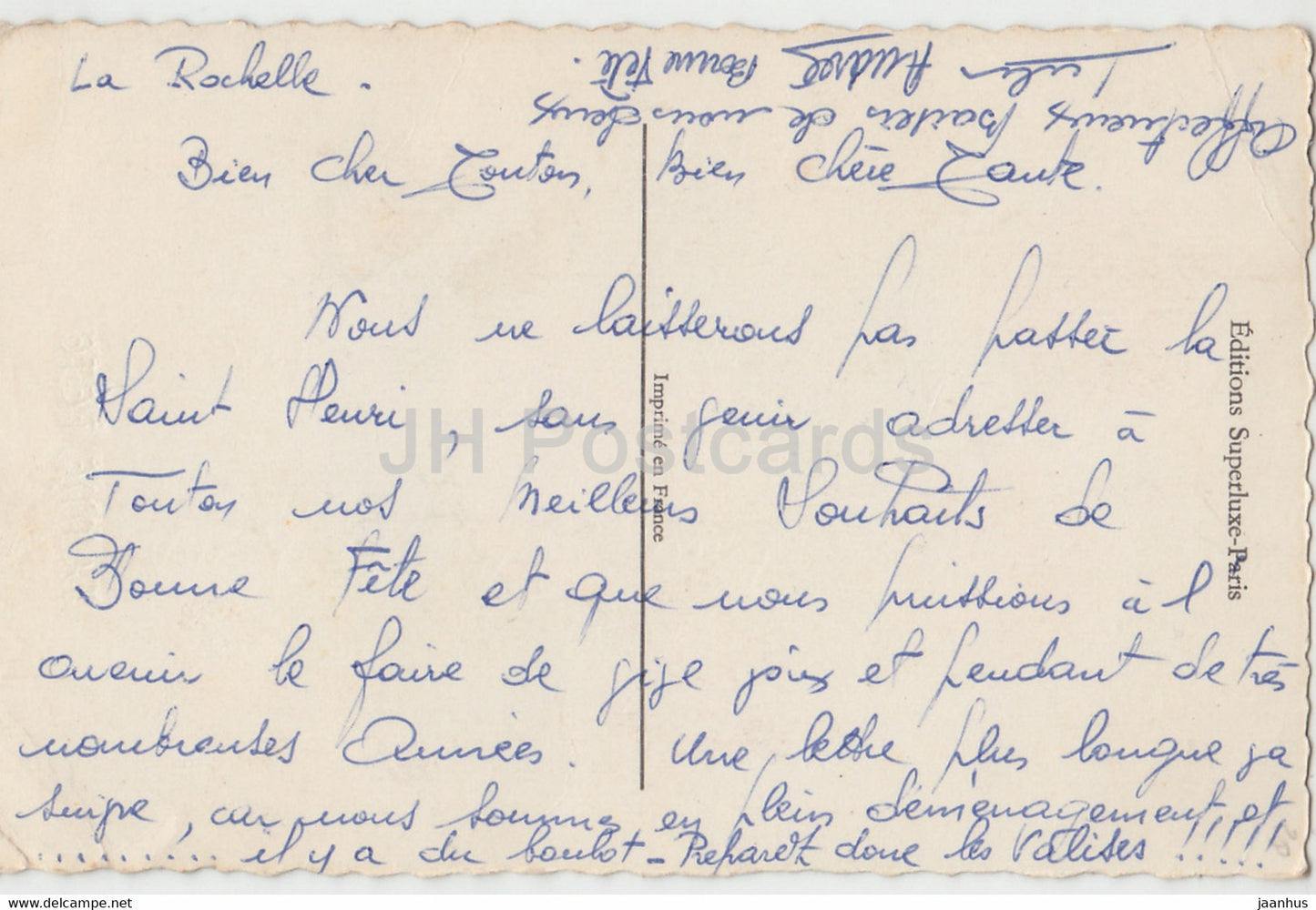 Birthday Greeting Card - Bonne Fete - flowers - roses - illustration - old postcard - France - used