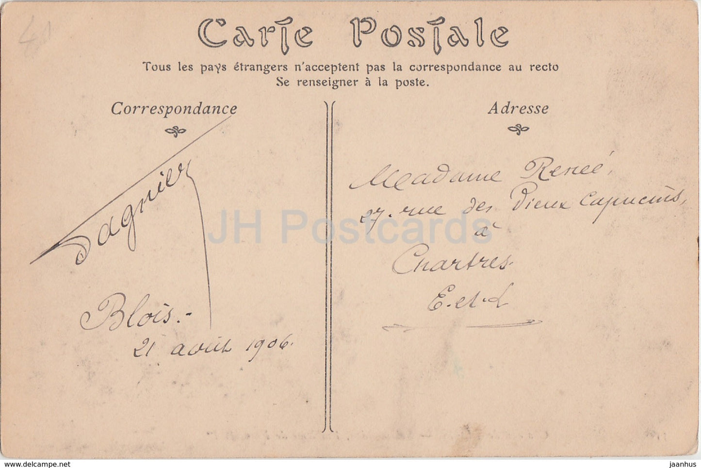 Chateau de Blois - Salamandre - Embleme de Francois Ier - Schloss - 55 - alte Postkarte - 1906 - Frankreich - gebraucht