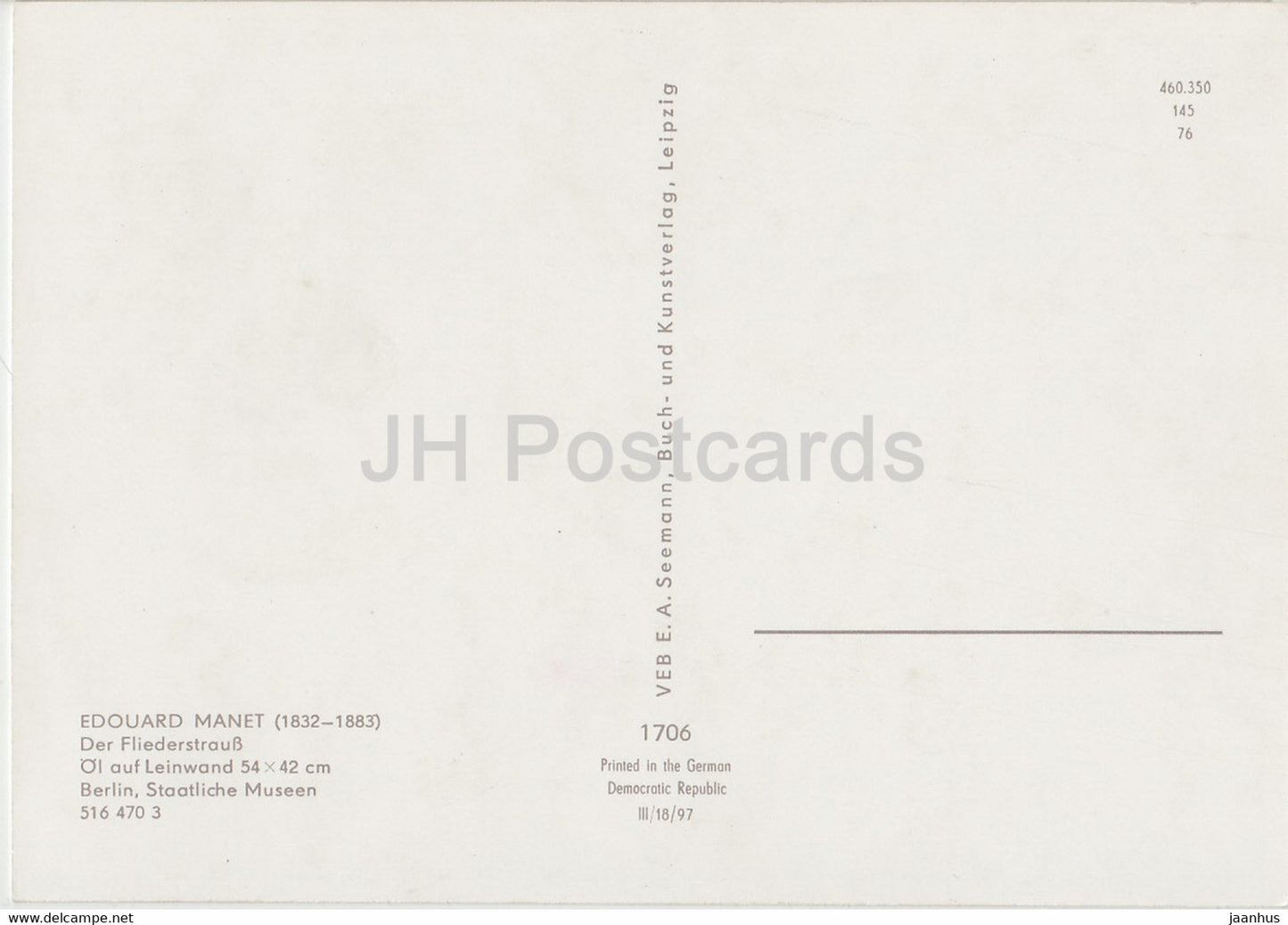 peinture d'Edouard Manet - Der Fliederstrauss - fleurs - art français - Allemagne DDR - inutilisé