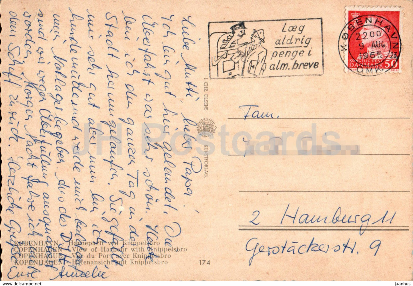 Copenhague - Kopenhagen - Havneparti ved Knippelsbro - port - navire - pont - tramway - 174 - 1961 - Danemark - utilisé