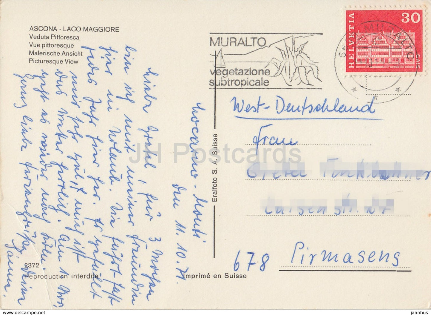 Ascona - Laco Maggiore - Vue pittoresque - Suisse - 1971 - occasion