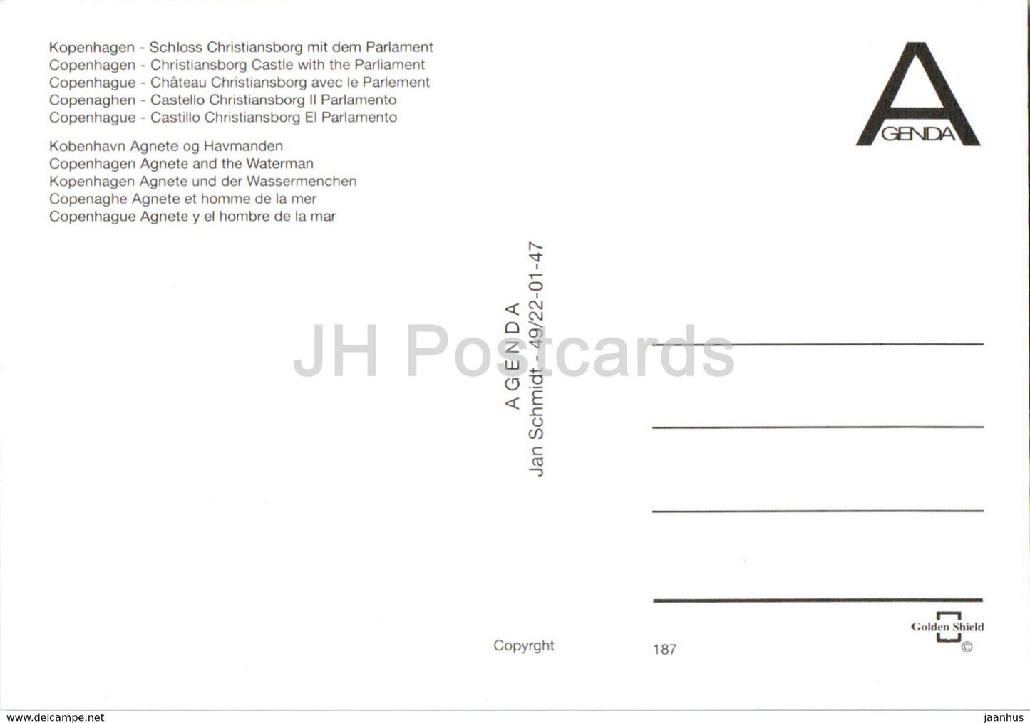 Copenhagen - Christiansborg Castle with the Parliament - Agnete and the Waterman - Denmark - unused