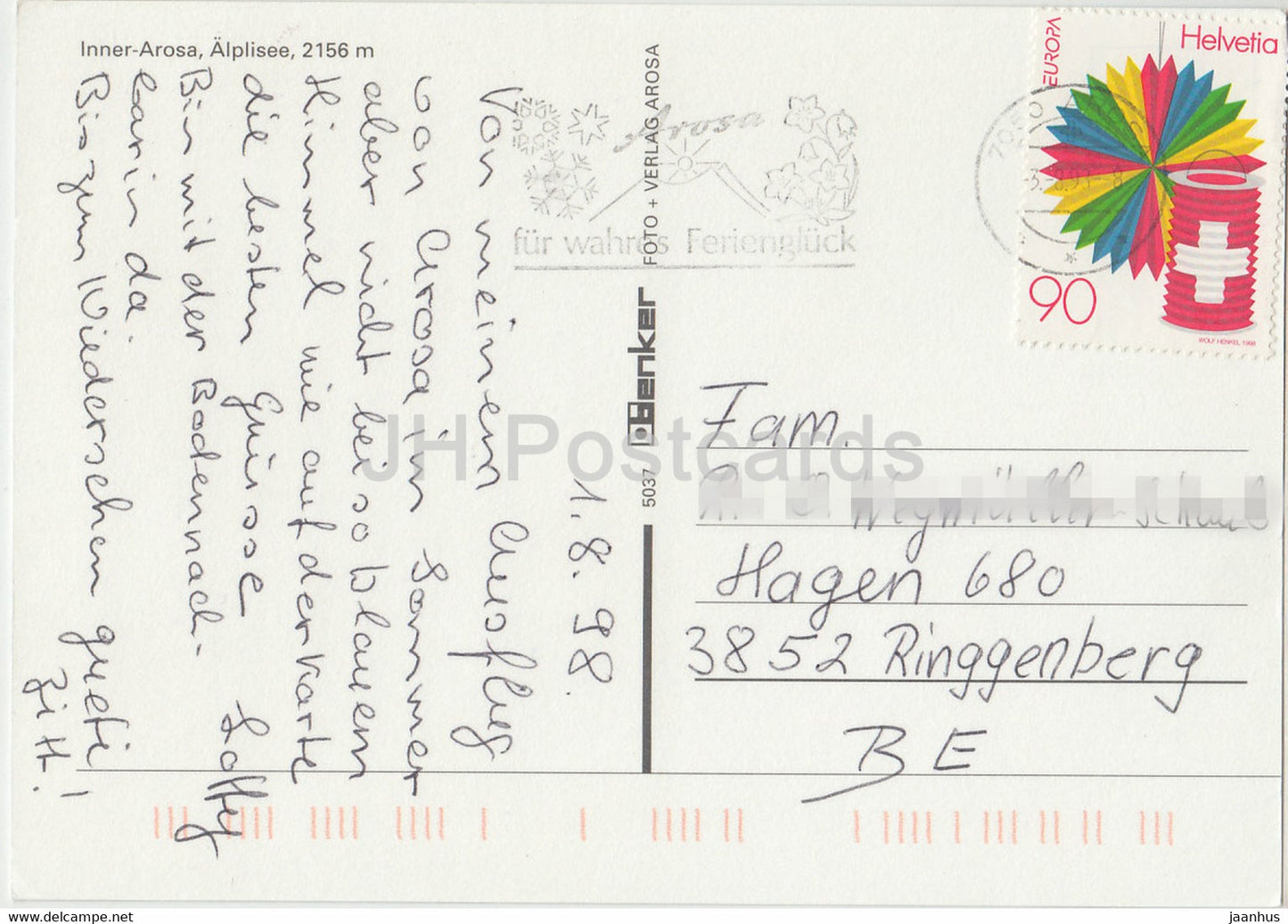 Inner Arosa - Alplisee 2156 m - 1998 - Switzerland - used