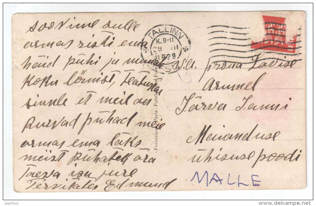 Easter Greeting Card - bells - church - STOP 3007/2 - old postcard - circulated in Estonia 1929 Tallinn - used - JH Postcards