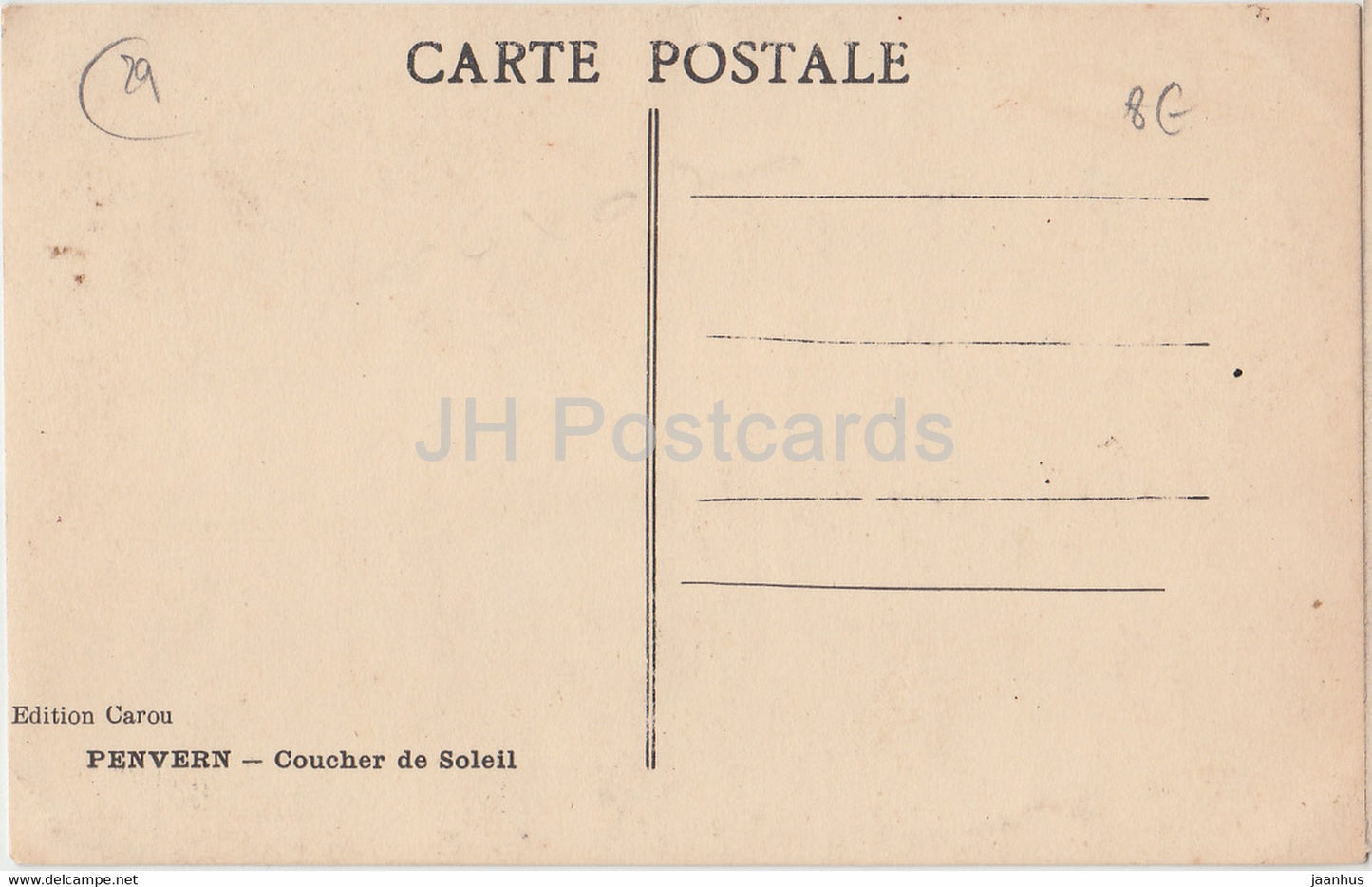Penvern - Coucher de Soleil - old postcard - France - unused