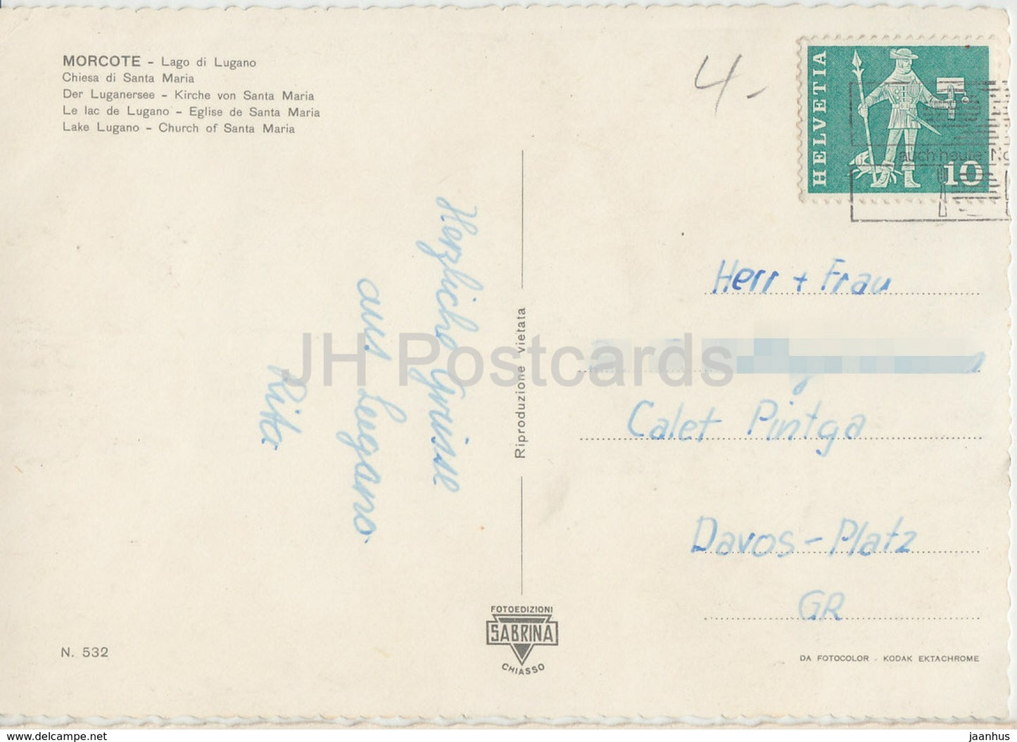 Morcote - Lago di Lugano - Chiesa di Santa Maria - passenger ship - steamer - 532 - Switzerland - used