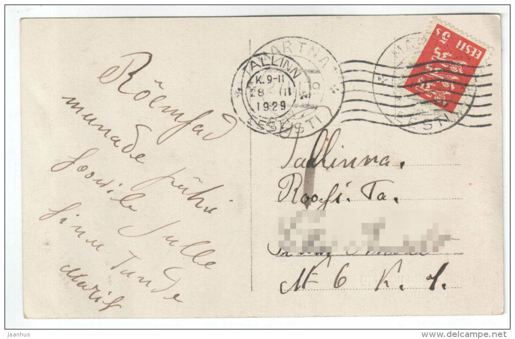 Easter Greeting Card - chicken - umbrella - Amag 63690/5 - circulated in Estonia 1929 Tallinn Martna- used - JH Postcards