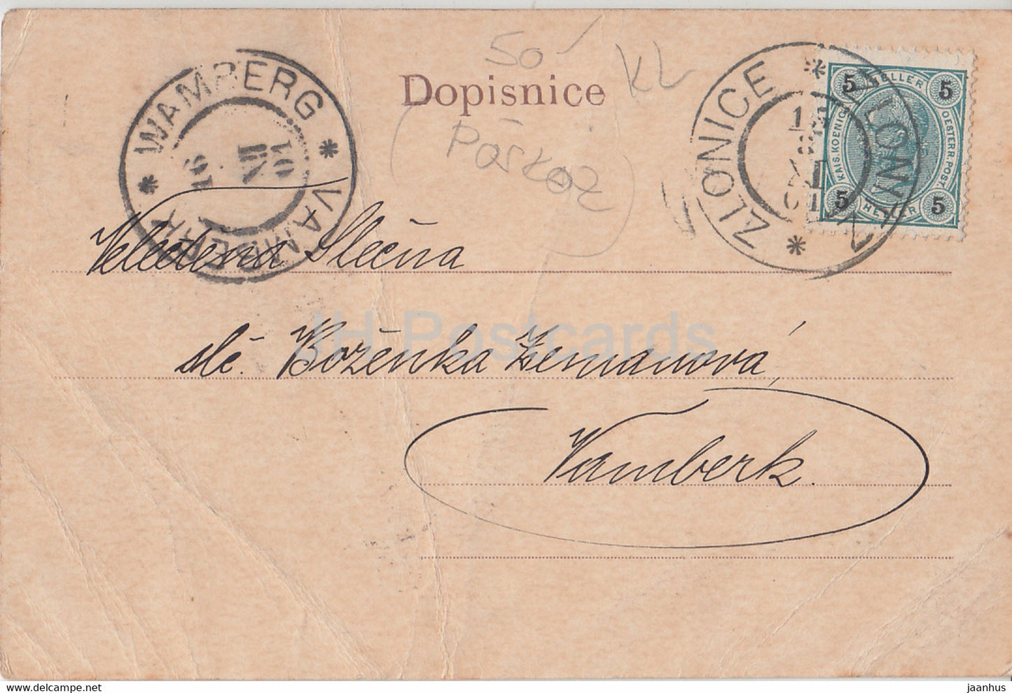 Pozdrav ze Zlonice - Berovske predmesti - old postcard - 1901 - Czech Republic - used