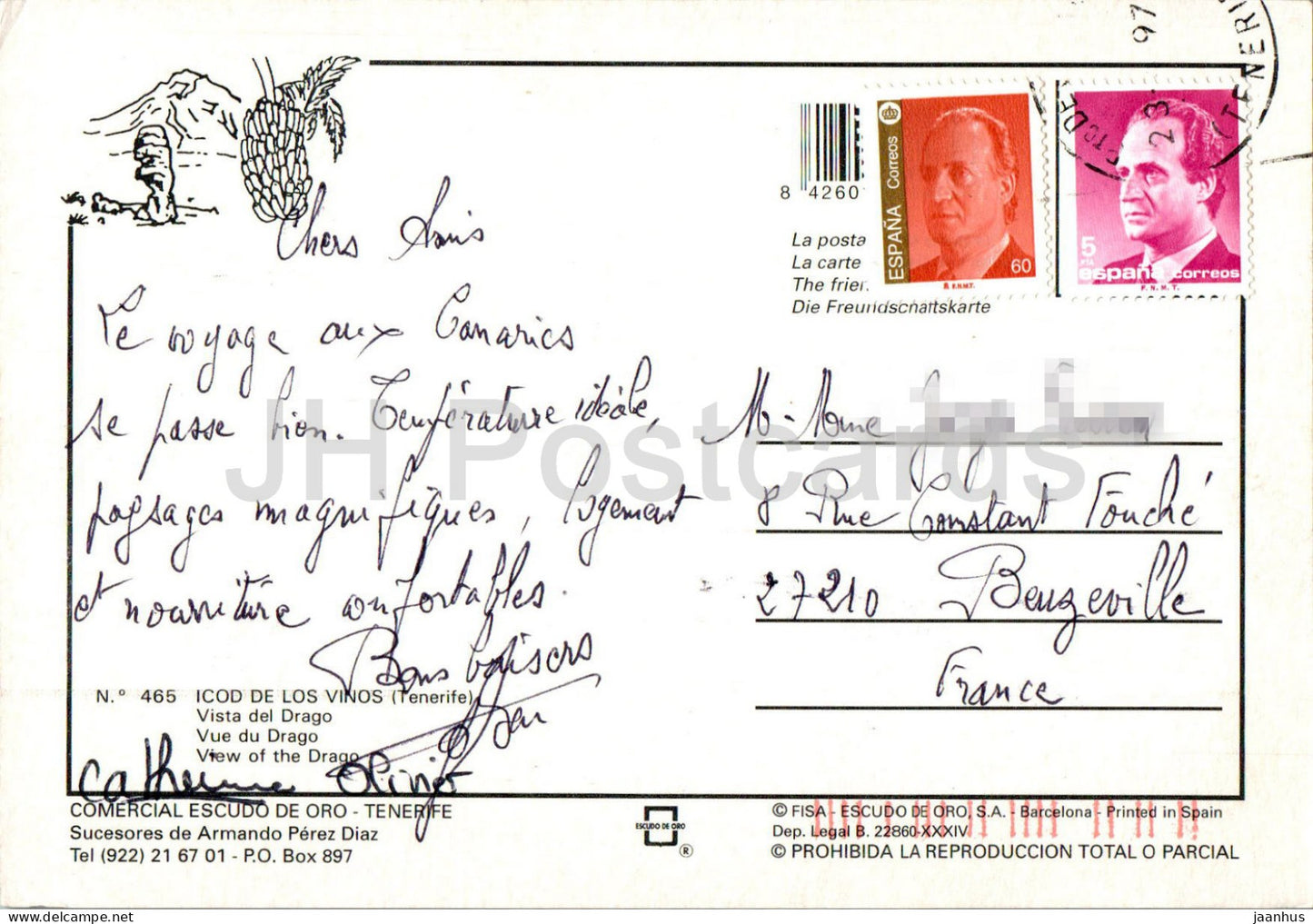 Icod de Los Vinos - Tenerife - Vista del Drago - Vue de l'arbre Drago - 465 - 1997 - Espagne - occasion