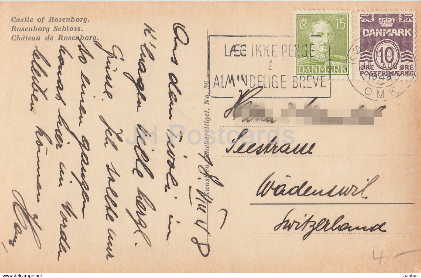 Kopenhagen - Schloss Rosenborg - Schloss - alte Postkarte - 1948 - Dänemark - gebraucht