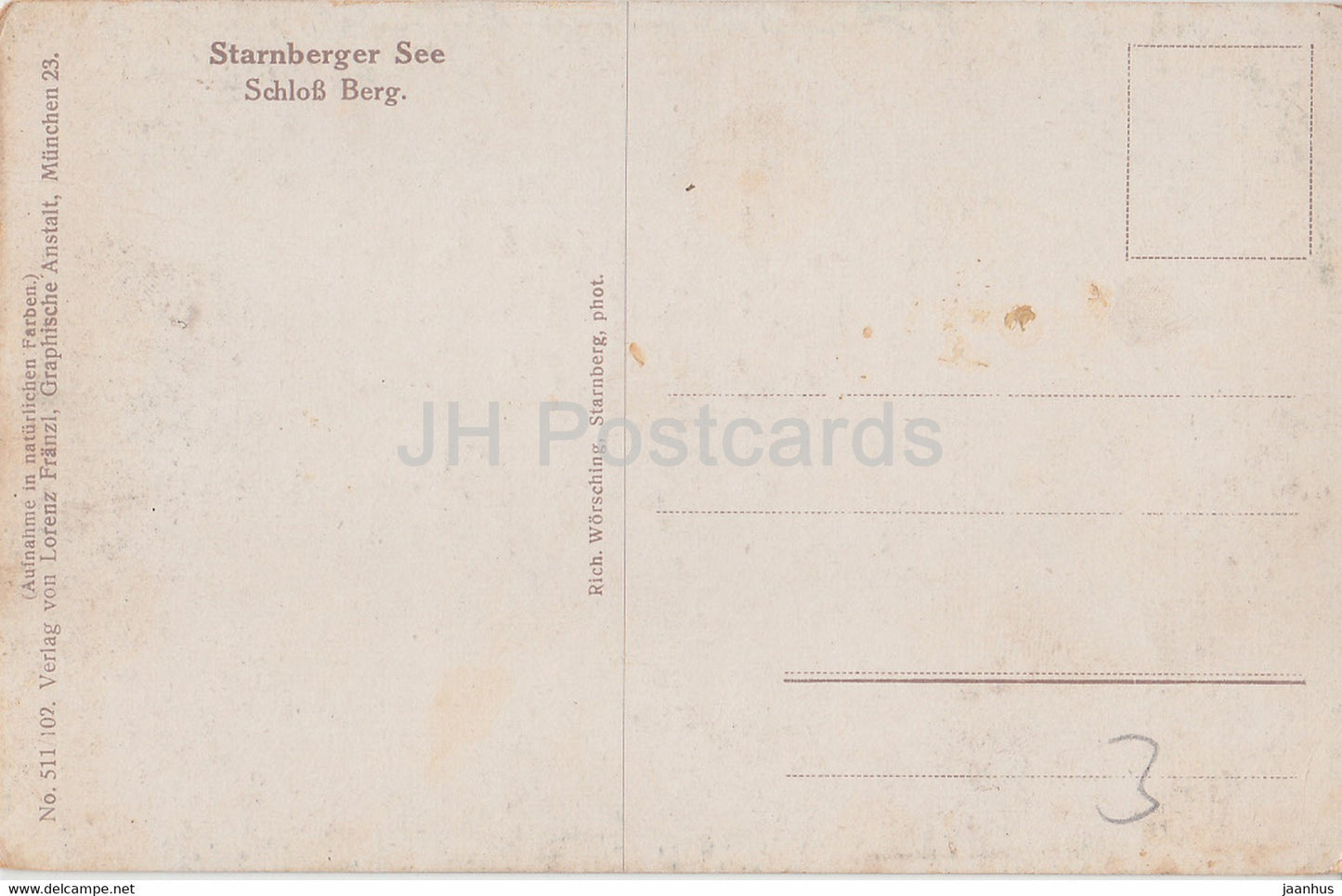Starnberger See - Schloss Berg - castle - 511 - old postcard - Germany - unused