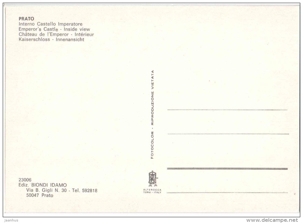 Interno Castello Imperatore - Emperor´s Castle - Prato - Toscana - 23006 - Italia - Italy - unused - JH Postcards