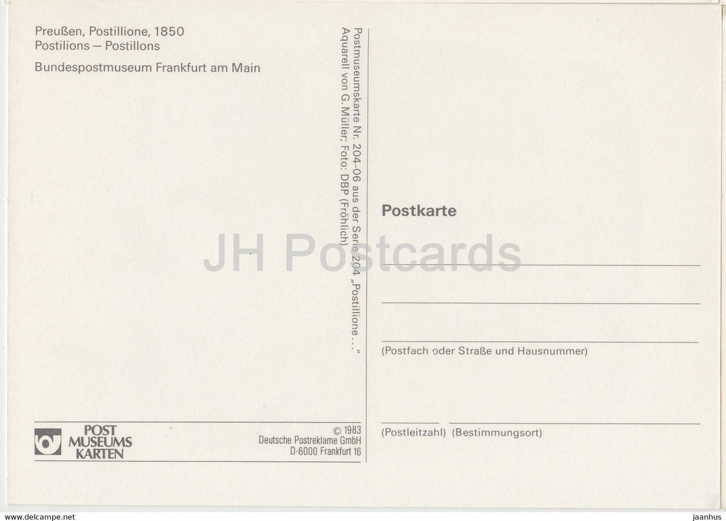Preussen Postillione - Postmen - Mail Service - 1983 - Germany - unused