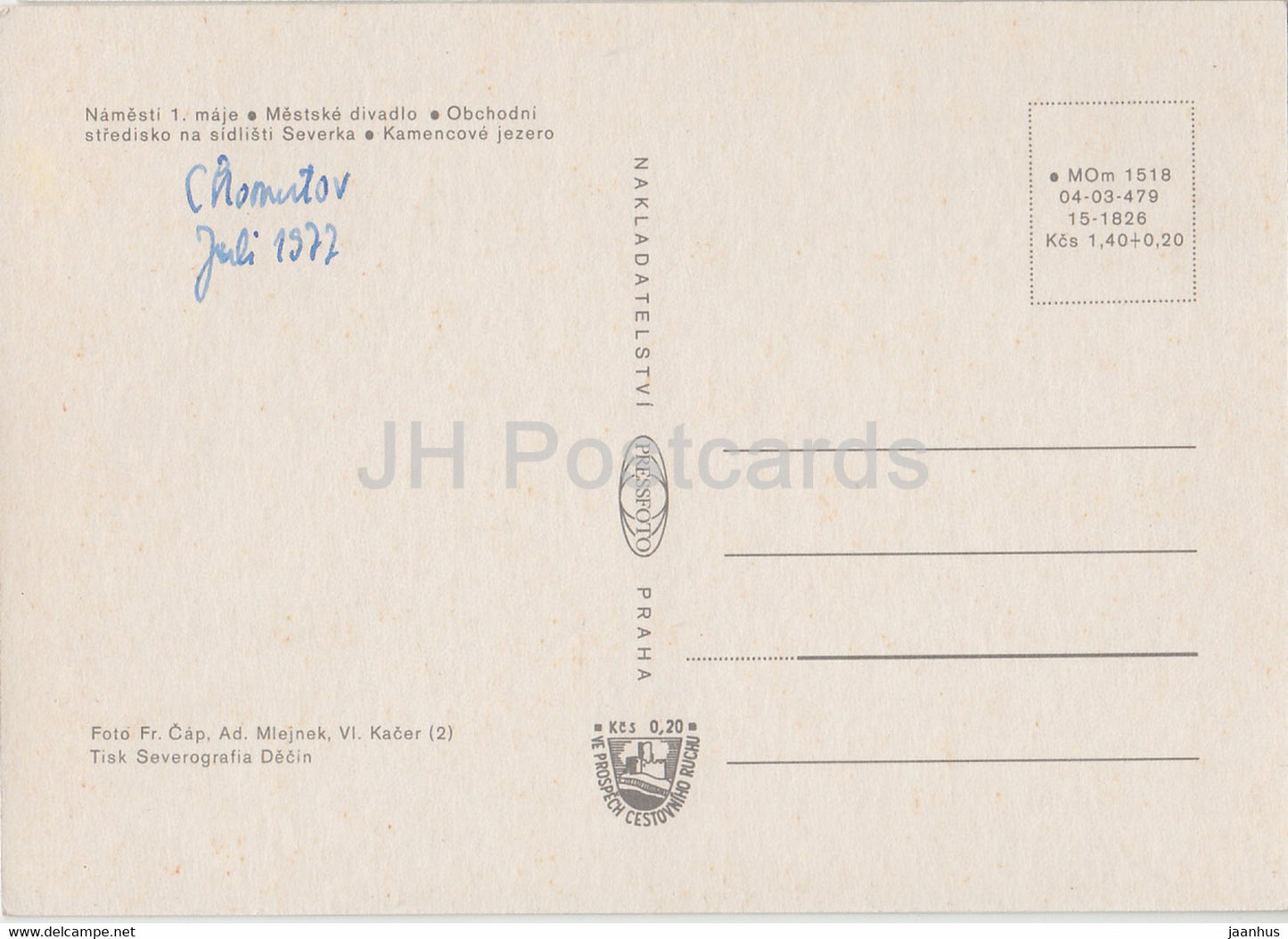 Chomutov - Namesti 1 Maje - Platz - Mestske divadlo - Theater - Laden - 1977 - Tschechoslowakei - Tschechische Republik - gebraucht