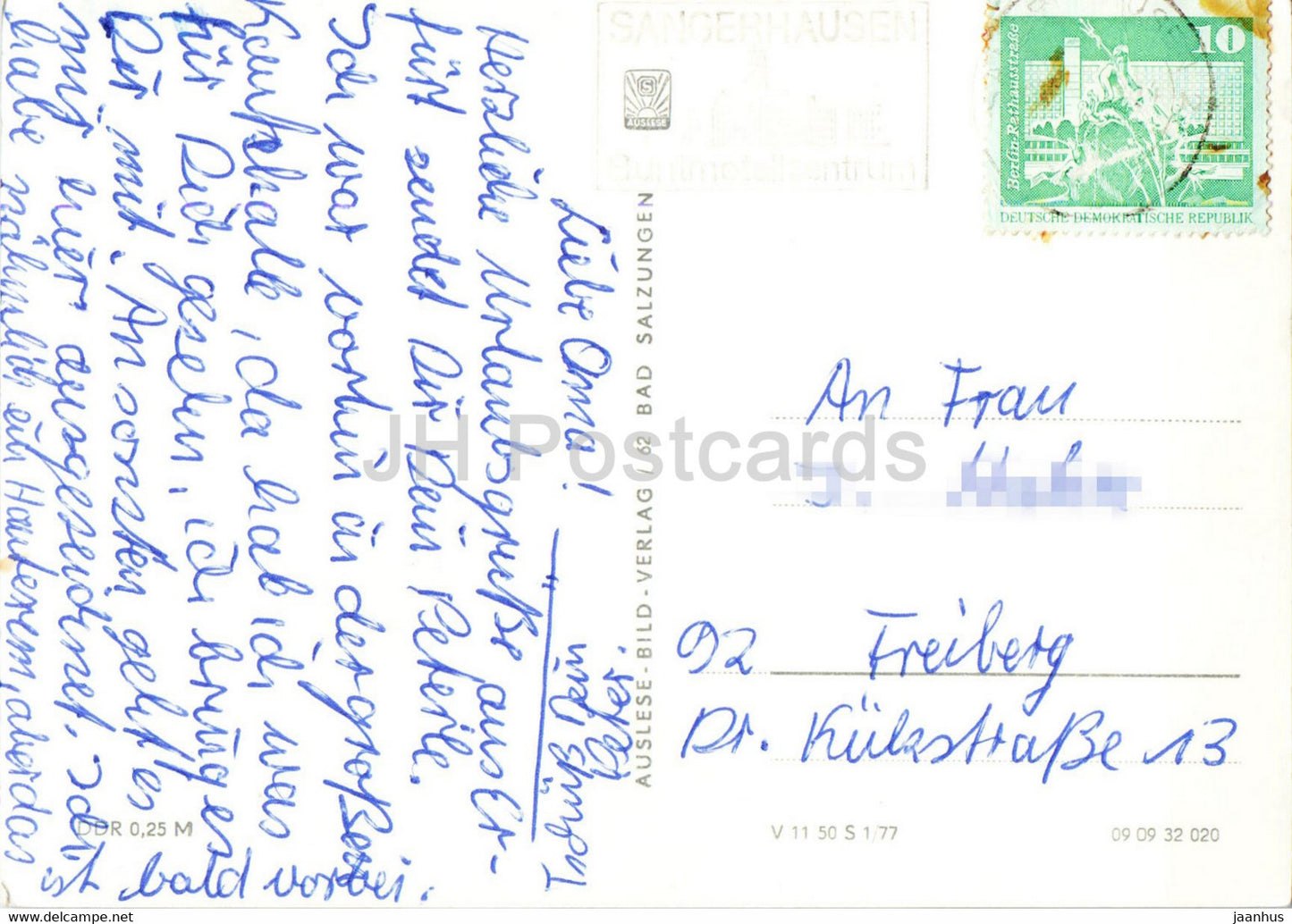 Gruss aus Erfurt - Gagarin Ring - Am Domplatz - Kramerbrucke - Am Fischmarkt - Germany DDR - used