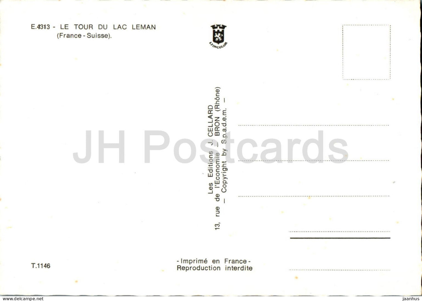 Le Tour du Lac Léman - paquebot Lausanne - Genève - Thonon - Amphion - 1146 - France - inutilisé