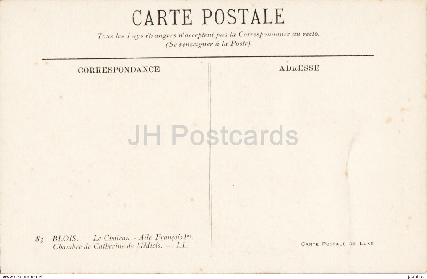 Blois - Le Chateau - Aile Francois I - Chambre de Catherine de Medicis - 83 - castle - old postcard - France - unused