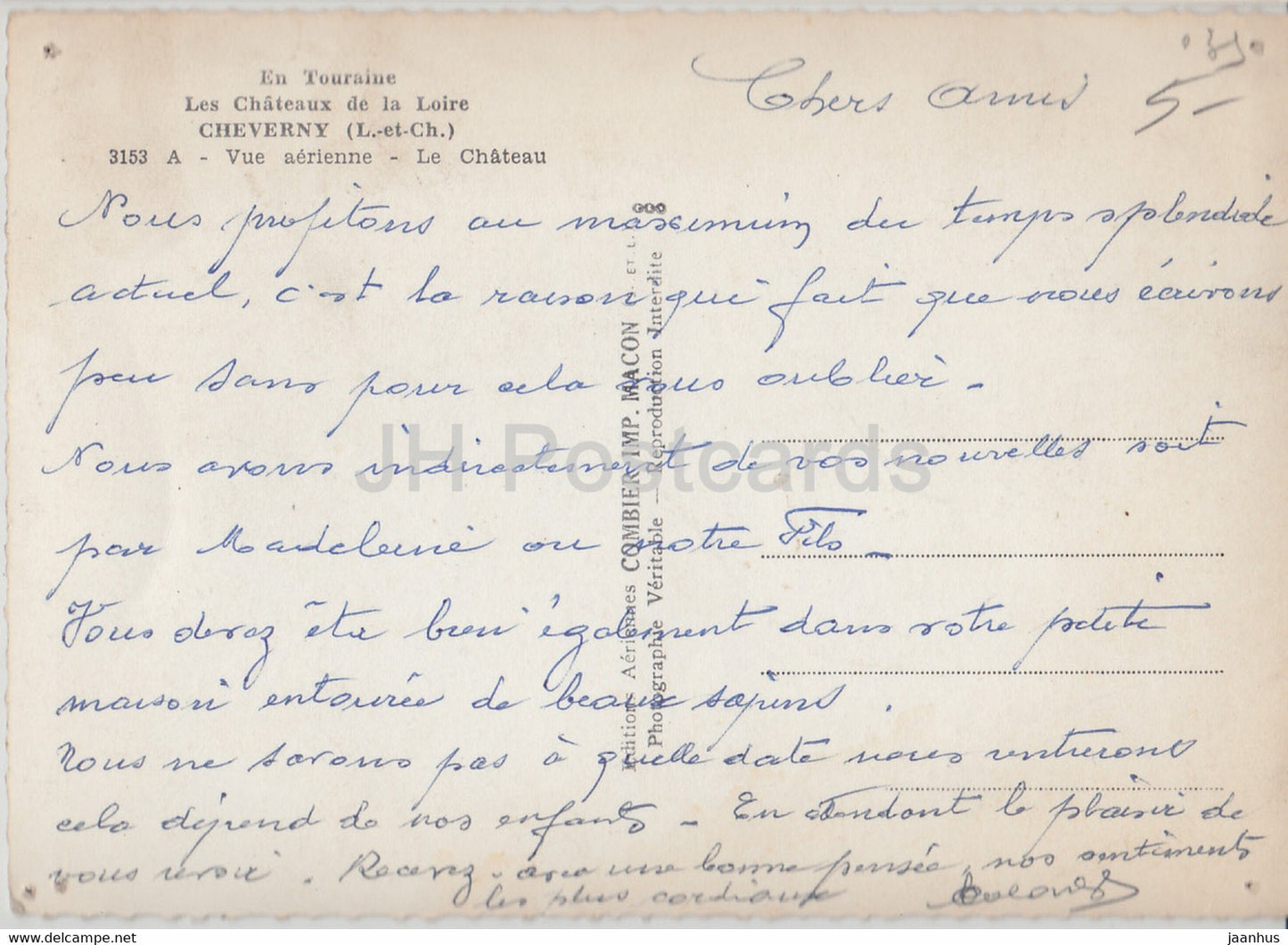 Cheverny - A vue Aerienne - Le Chateau - En Touraine - Les Châteaux de La Loire - château - France - occasion
