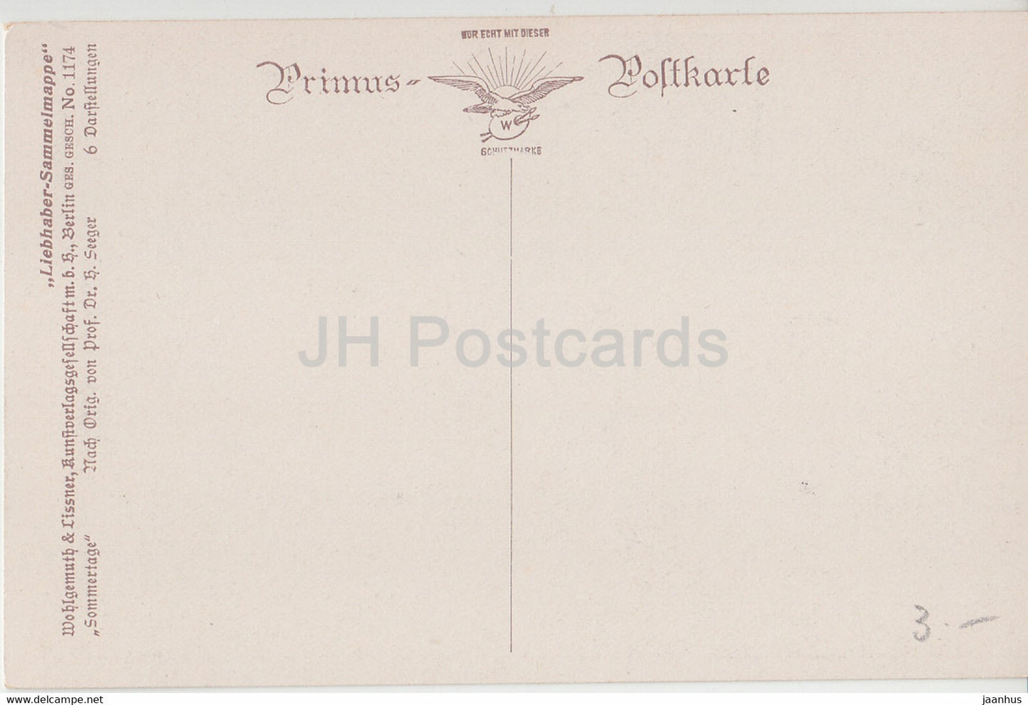 peinture de Hermann Seeger - Sommertage - vache - animaux - Primus - 1174 - Art allemand - carte postale ancienne - Allemagne - inutilisé