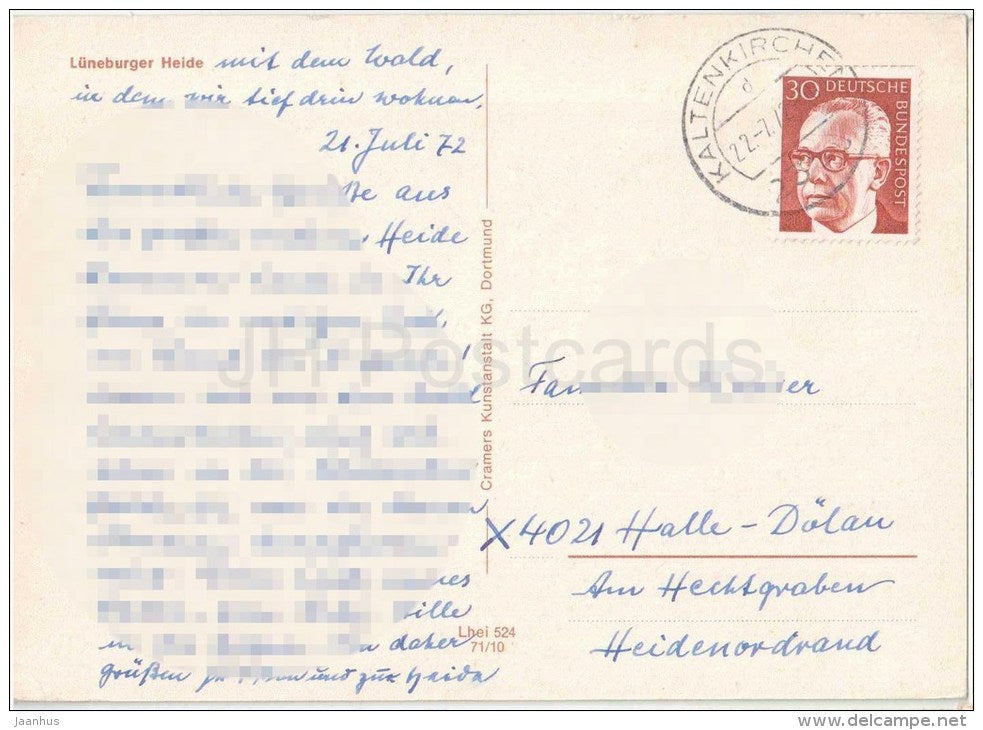 Lüneburger Heide - Lhei 524 - Germany - 1972 gelaufen - JH Postcards