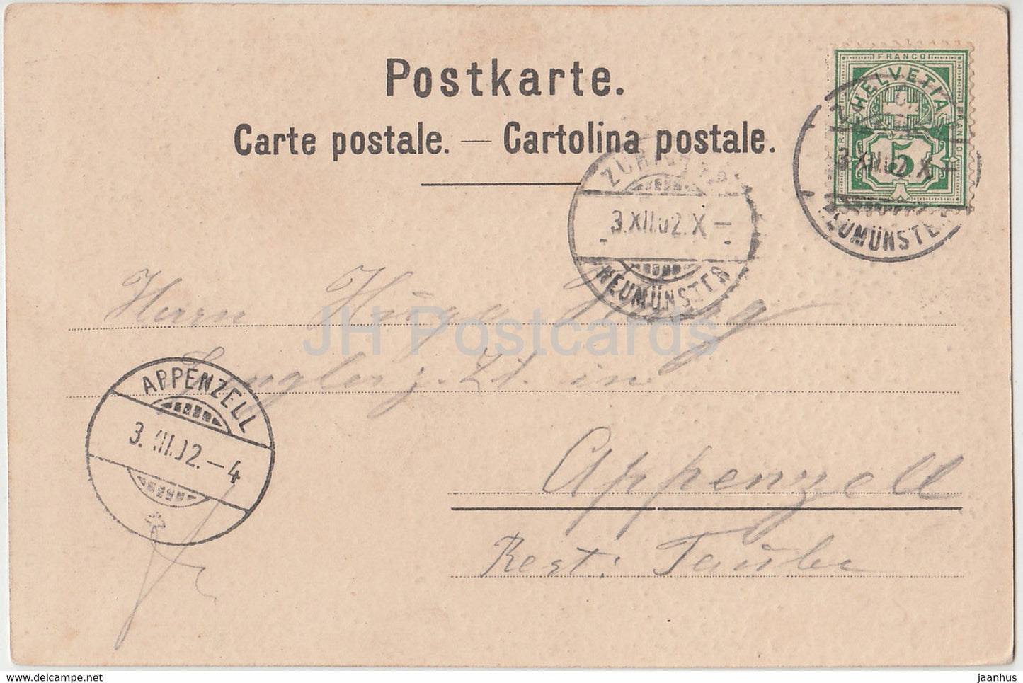 Canton de Zurich - old postcard - Helene Hantz -1902 - Switzerland - used