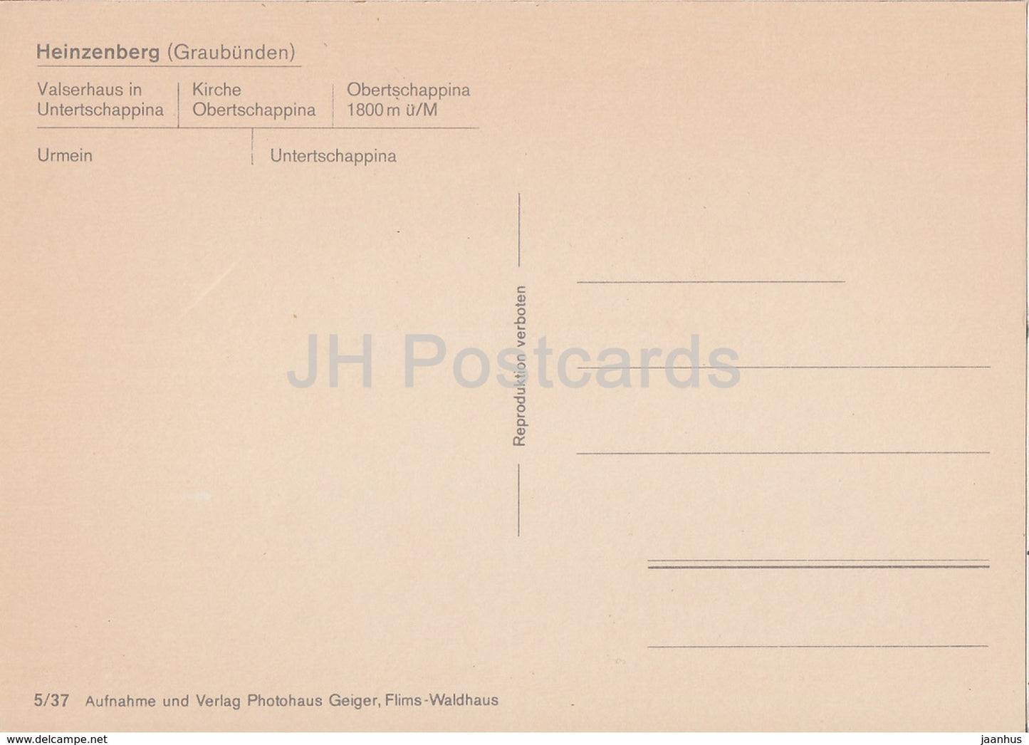 Heinzenberg - Valserhaus - Kirche Obertschappina - Urmein - Suisse - inutilisé
