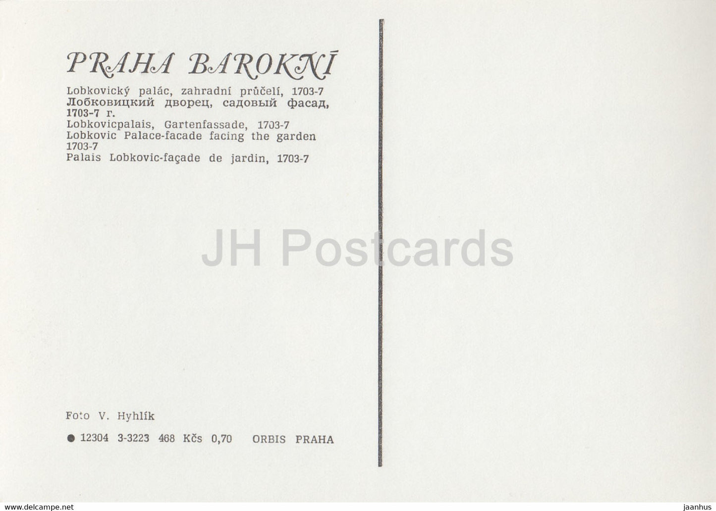 Praha - Prag - Fassade des Lobkovic-Palastes - Barockes Prag - Tschechoslowakei - Tschechische Republik - unbenutzt