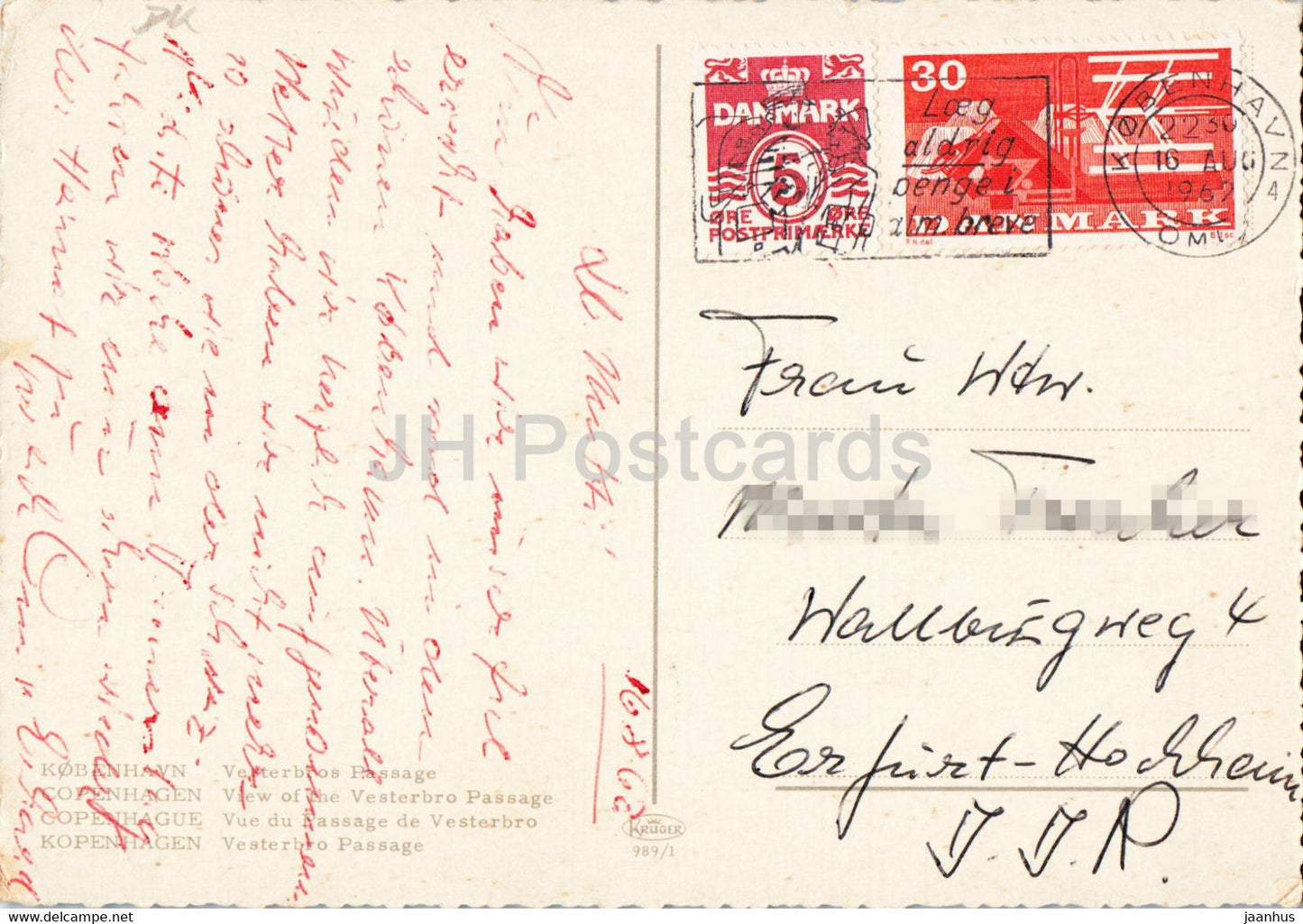 Copenhagen - View of the Vesterbro Passage - tram - hotel - 989/1 - 1962 - Denmark - used