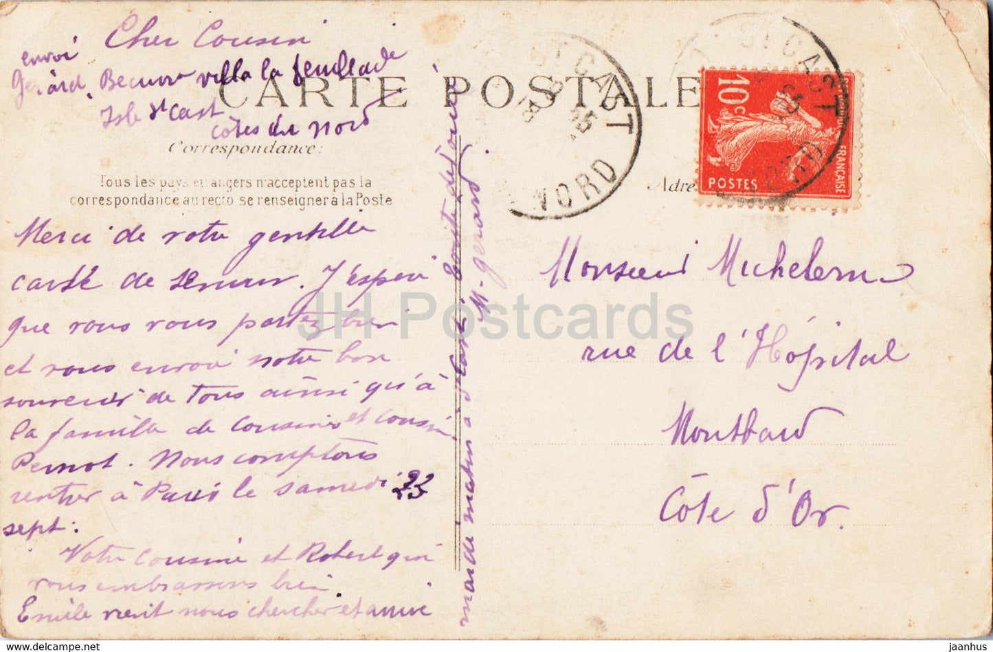 Costumes Bretons - Gracieux sourire d'une bonne vieille Antrainaise - 418 - carte postale ancienne - France - occasion