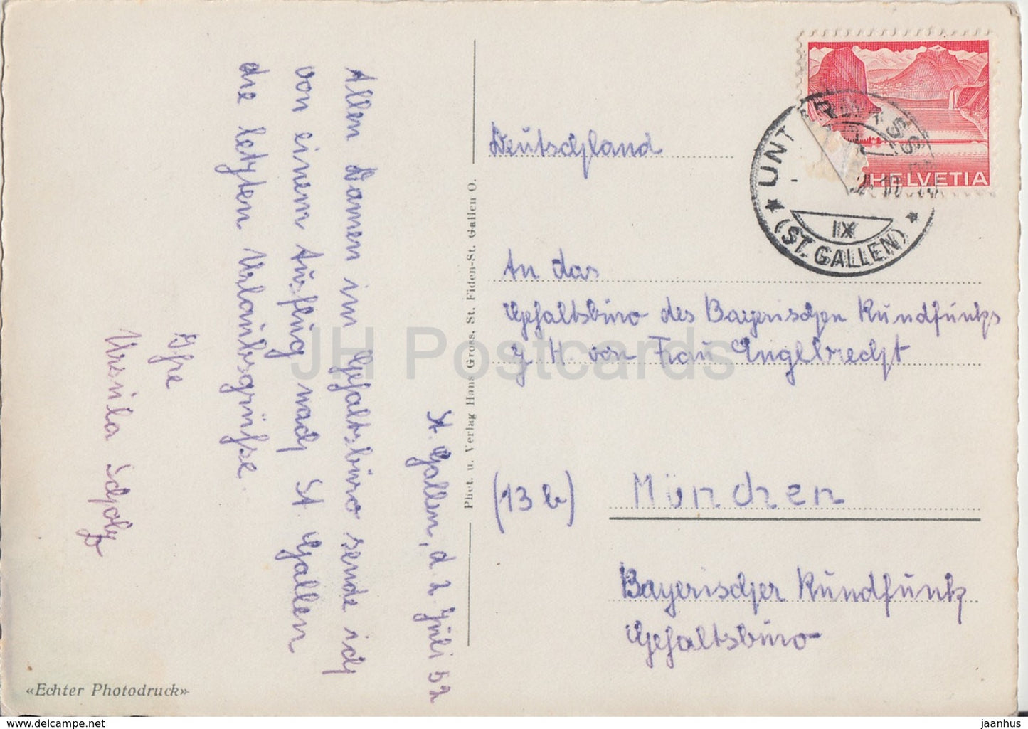 St Gallen - Stiftsbibliothek - bibliothèque - 1952 - Suisse - utilisé