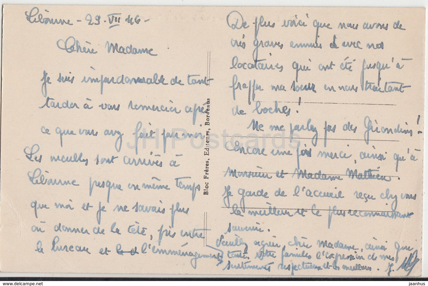 Libourne - Vue Generale prise de Fronsac - 48 - 1946 - old postcard - France - used