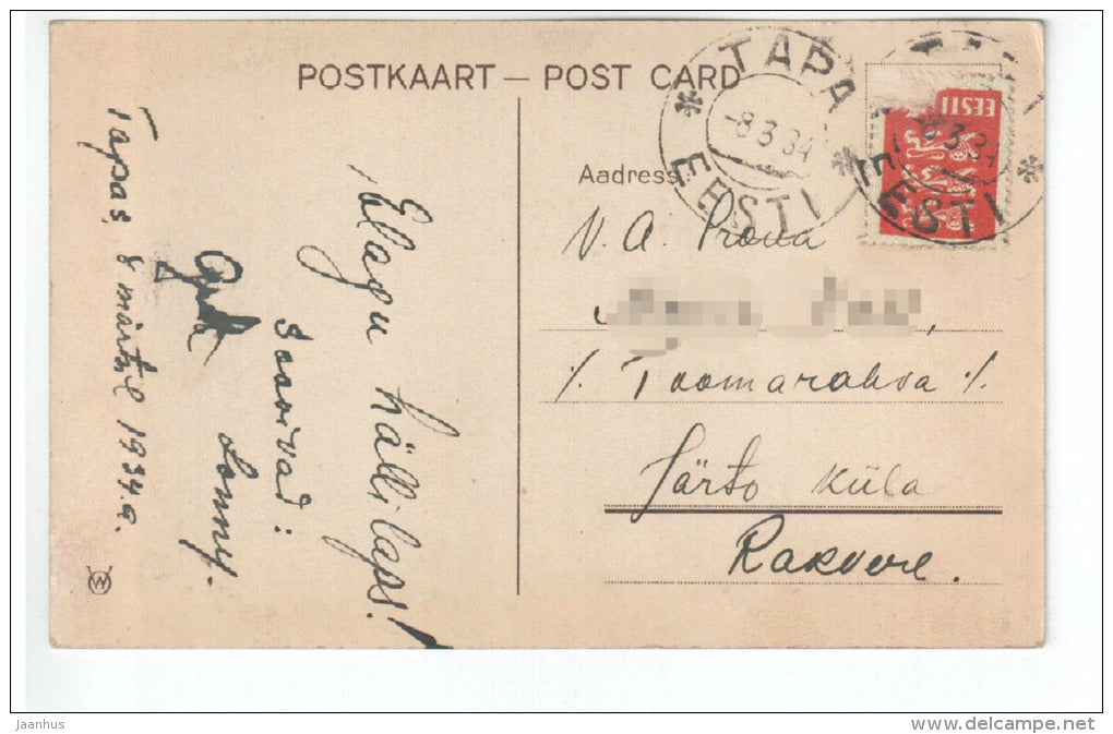 illustration - Crying Baby - WO - old postcard - circulated in Estonia 1934 Tapa - used - JH Postcards