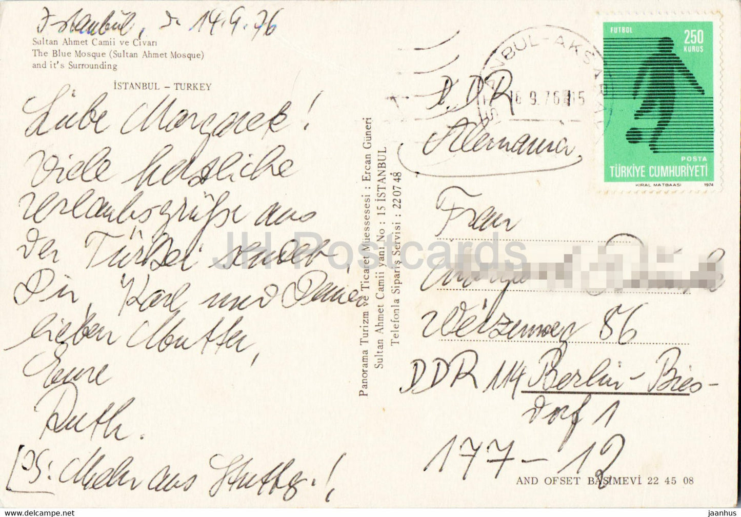 Istanbul - The Blue Mosque - Sultan Ahmet Mosque - 1976 - Turkey - used