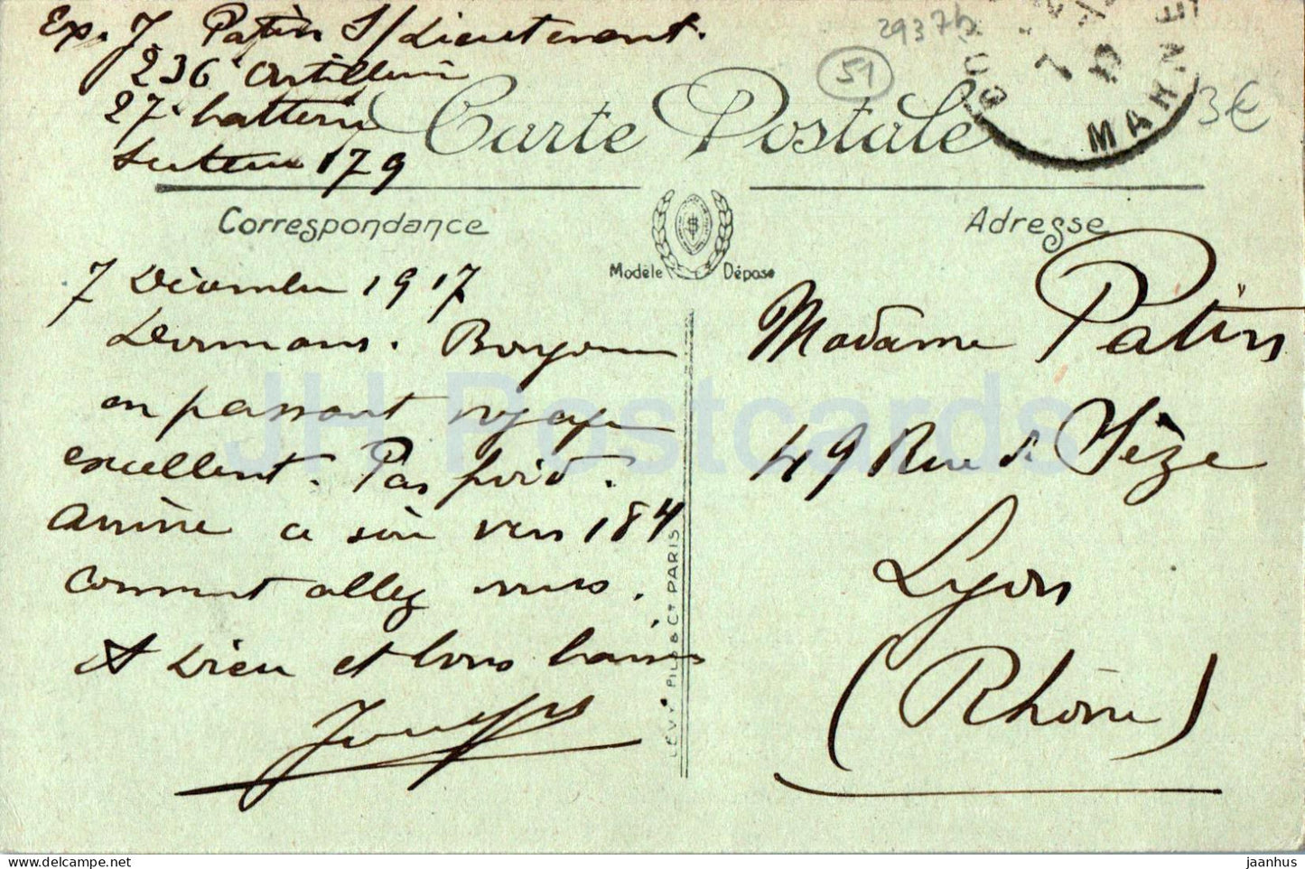 Dormans - Vue générale prise de la Marne - carte postale ancienne - 1917 - France - occasion