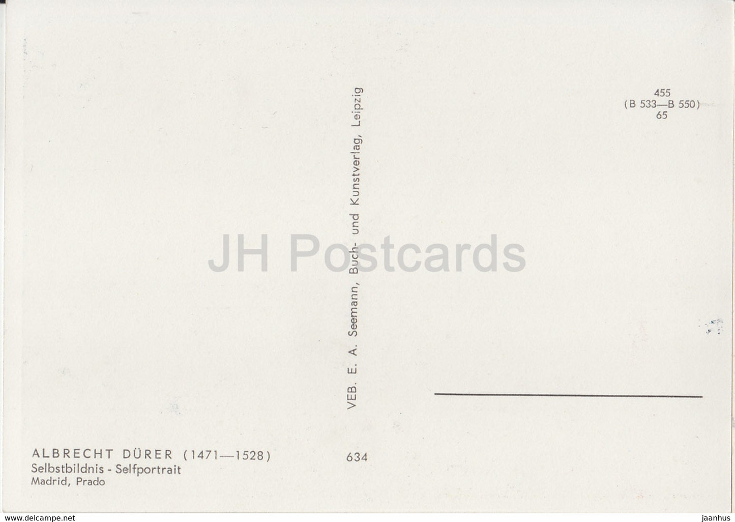 Gemälde von Albrecht Dürer - Selbstbildnis - Selbstporträt - 634 - Deutsche Kunst - Deutschland - unbenutzt